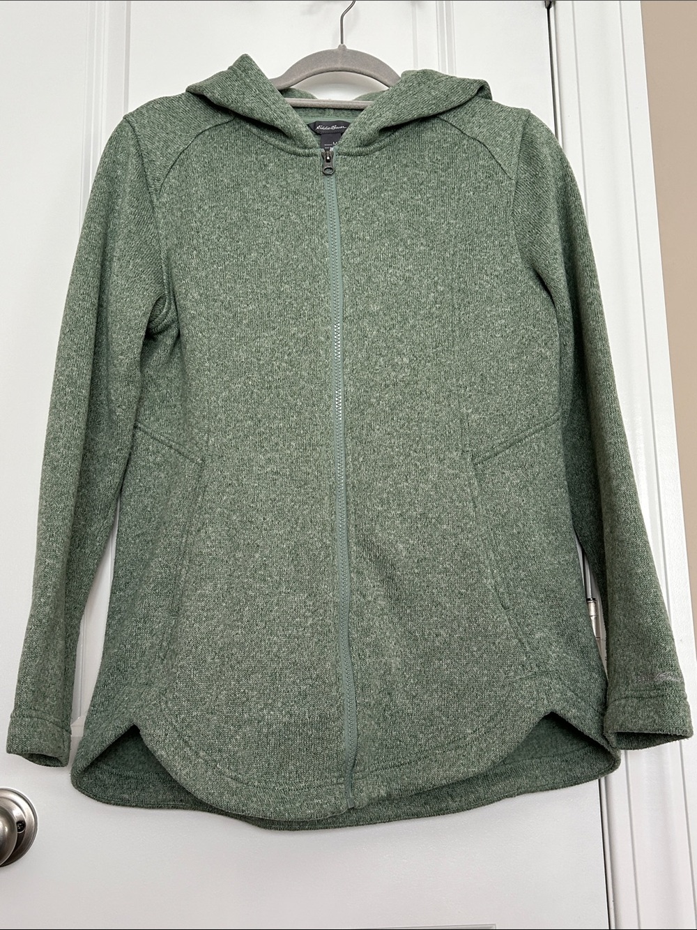 Eddie Bauer Heathered Sage Hooded Zip Jacket, M